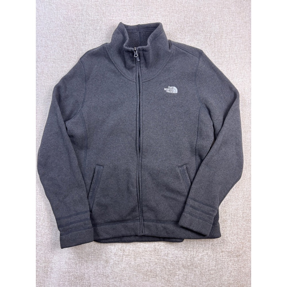 The North Face Womens XXL Gray Full Zip Sherpa Lined Sweater Fleece Jacket